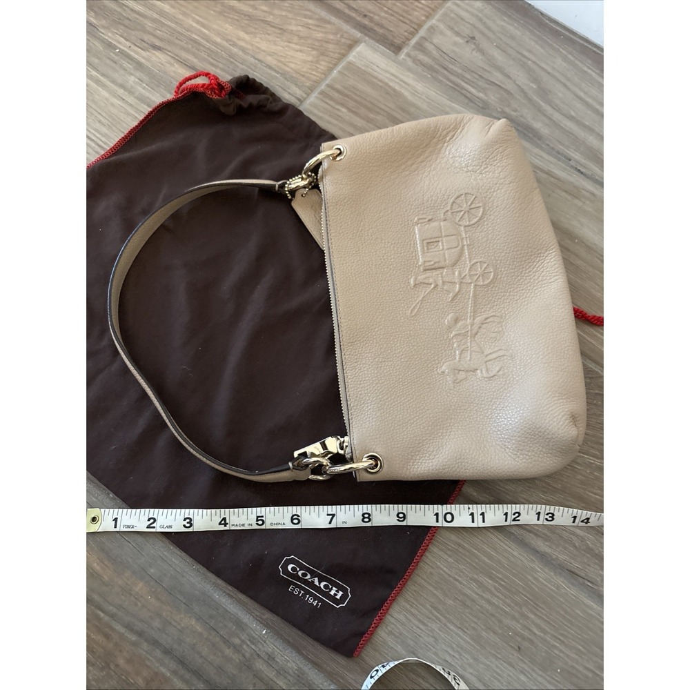 Coach Shoulder Bag Leather Beige w/ Tag 33521 Used W/ Dust Bag Cover - Picture 12 of 13